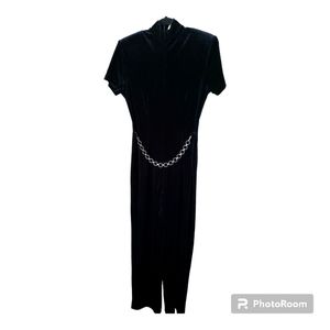 90's vintage Panache black velvet jumpsuit